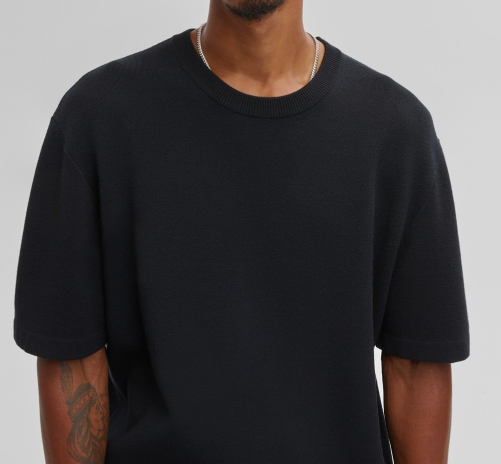 Mode of One Men's Short Sleeve Crewneck Sweater Deep Black M
